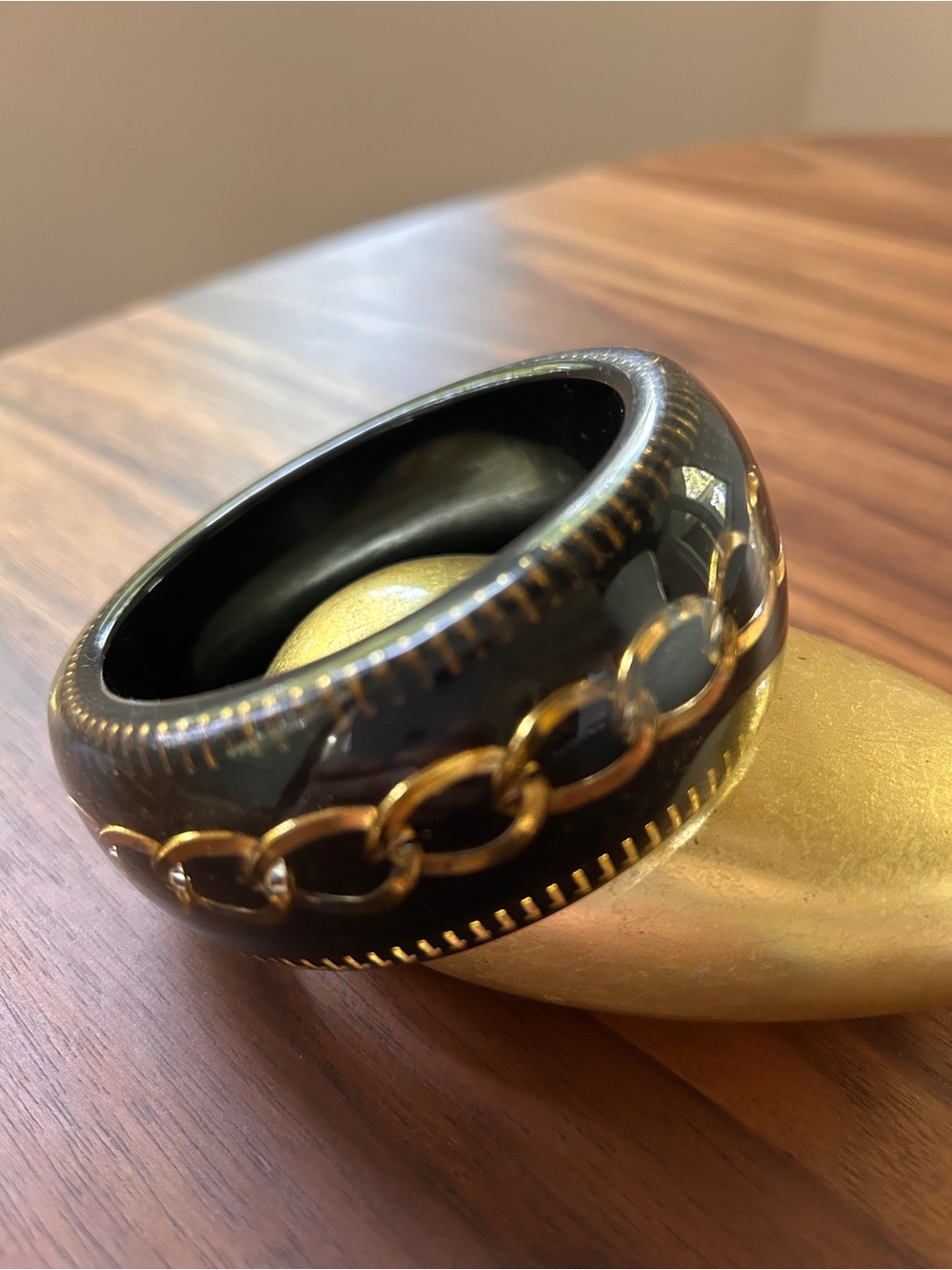 Vintage resin bangle with encased Gold Chain